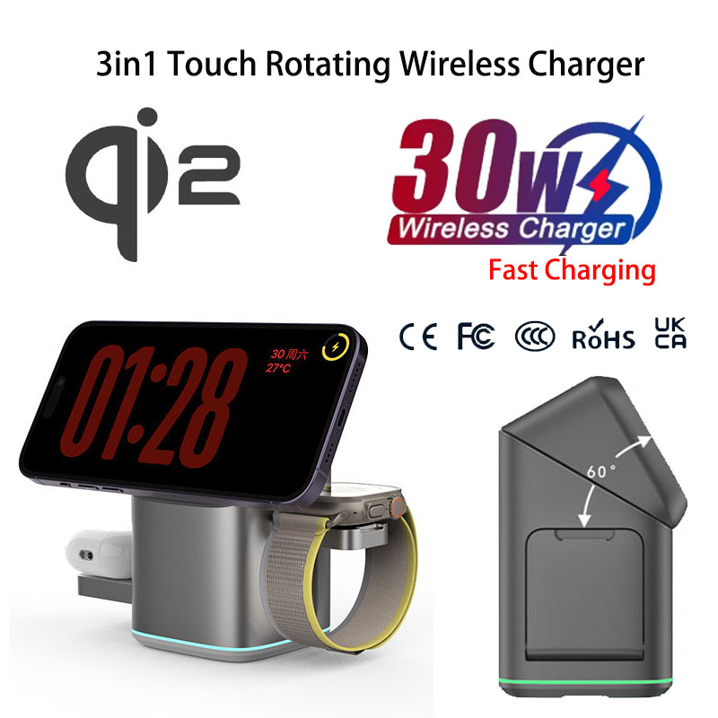 Smartwatch Watches Compatible With Iphone - Praiser 25W Qi2 Foldable Touch Auto