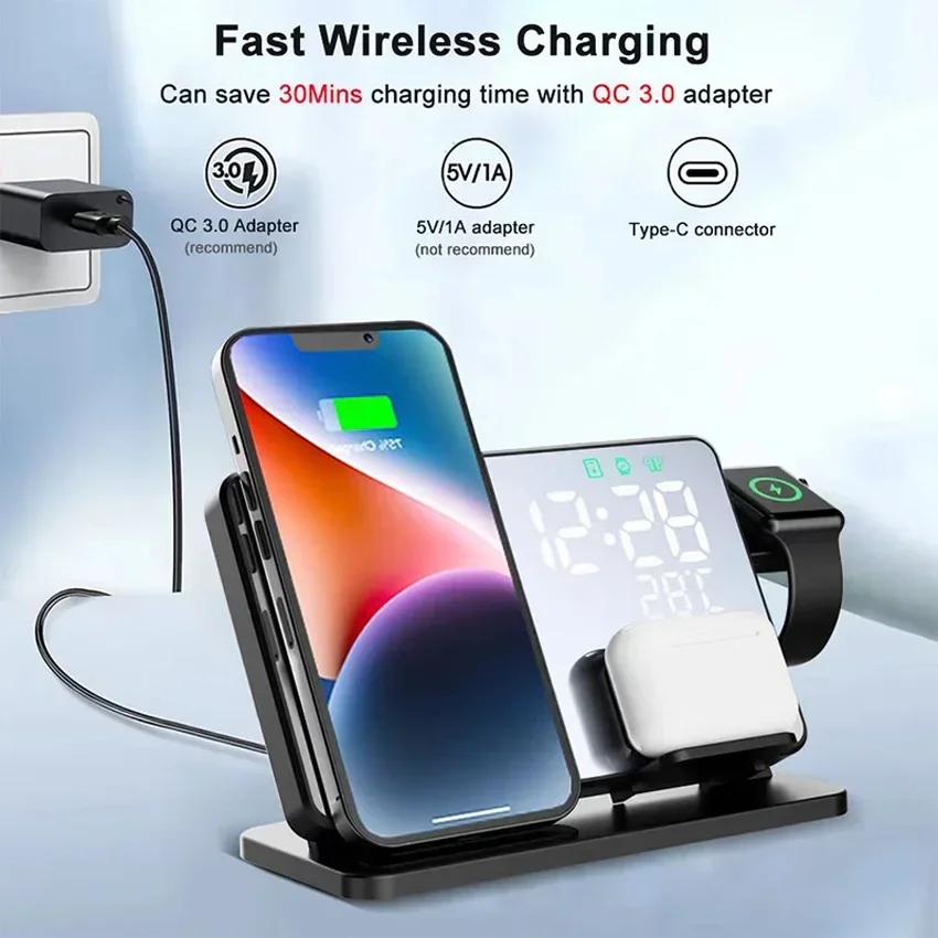 Wireless Charger Alarm Clock S - Smartwatch Watches Compatible With Iphone review and price