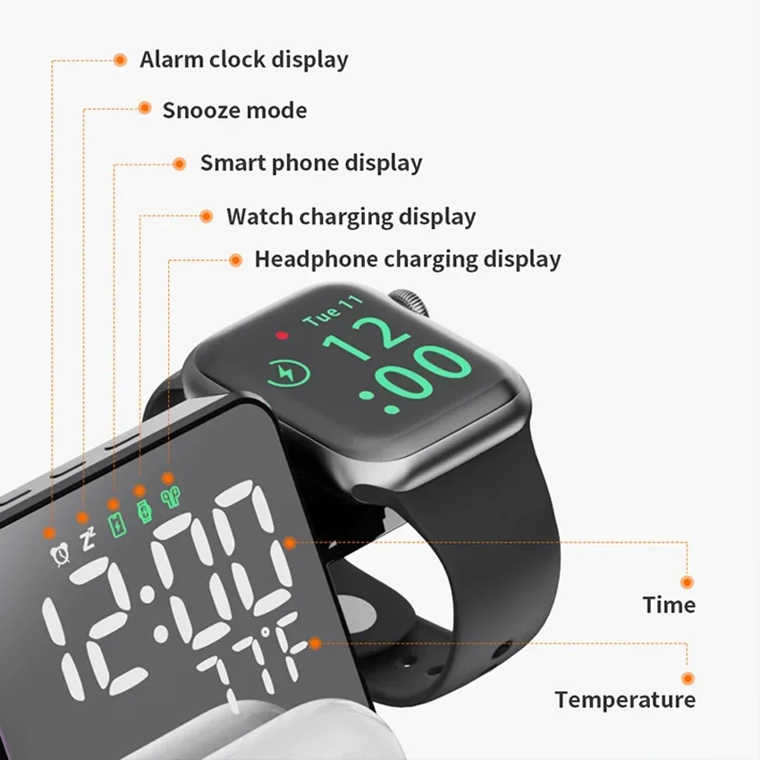 Wireless Charger Alarm Clock S - Smartwatch Watches Compatible With Iphone review and price