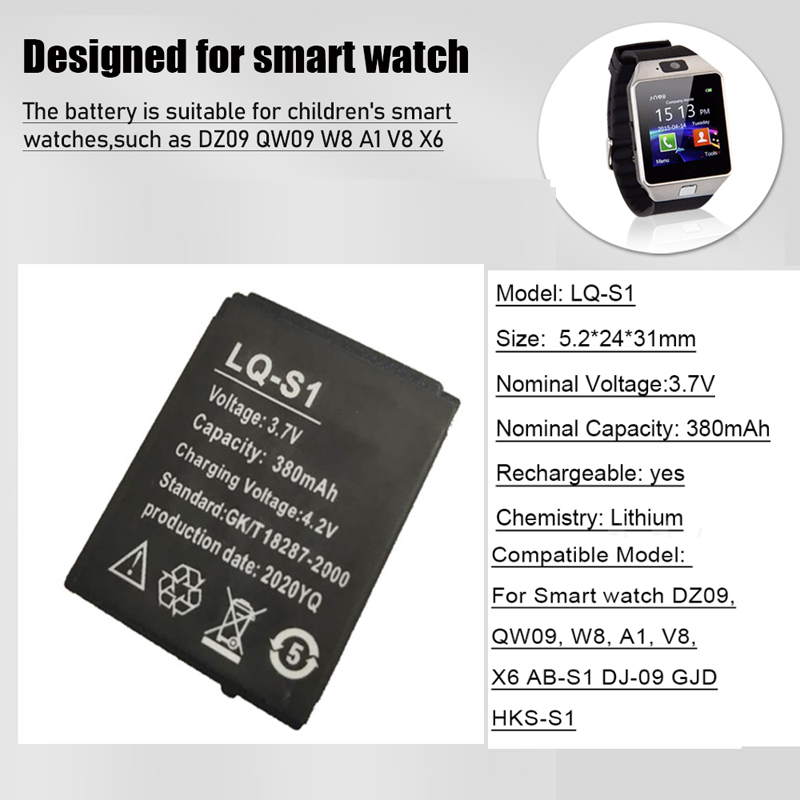 1-4PCS LQ-S1 3.7V 380mAh Recha - Watch V8 review and price