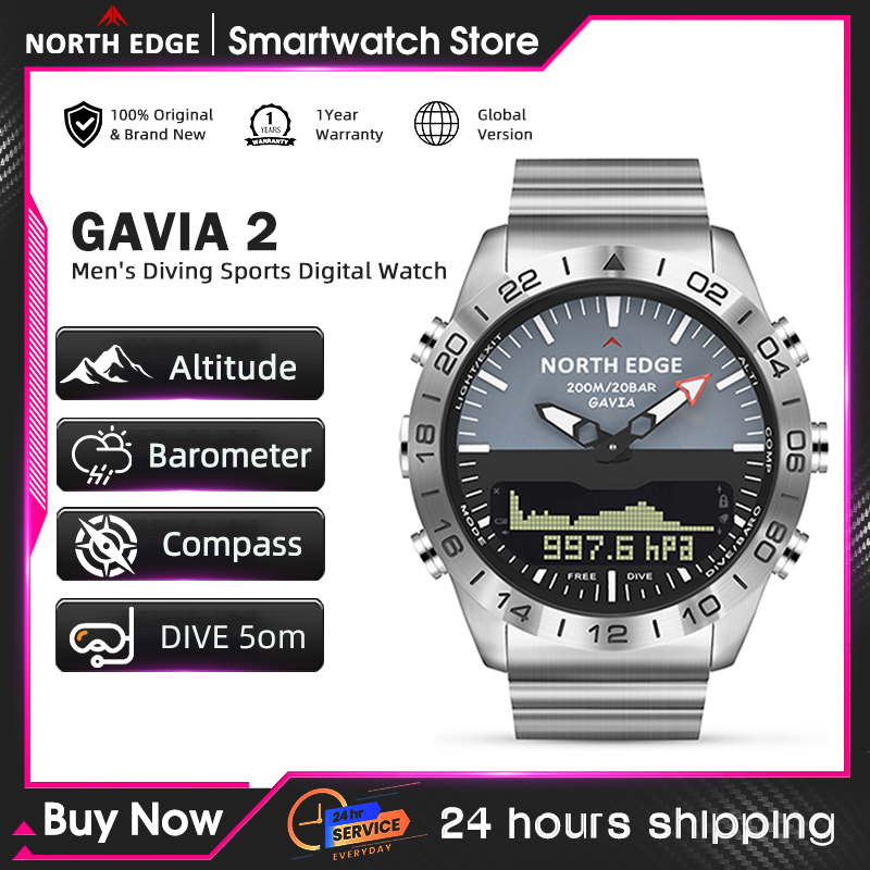 NORTH EDGE Mens Dive Watch Mil - Altimeter Compass Watch review and price