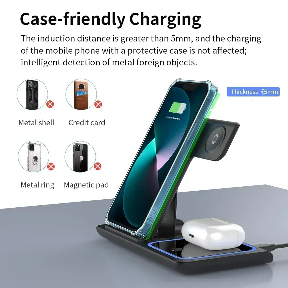 3 In 1 Wireless Charger Foldab - Smartwatch Watches Compatible With Iphone review and price