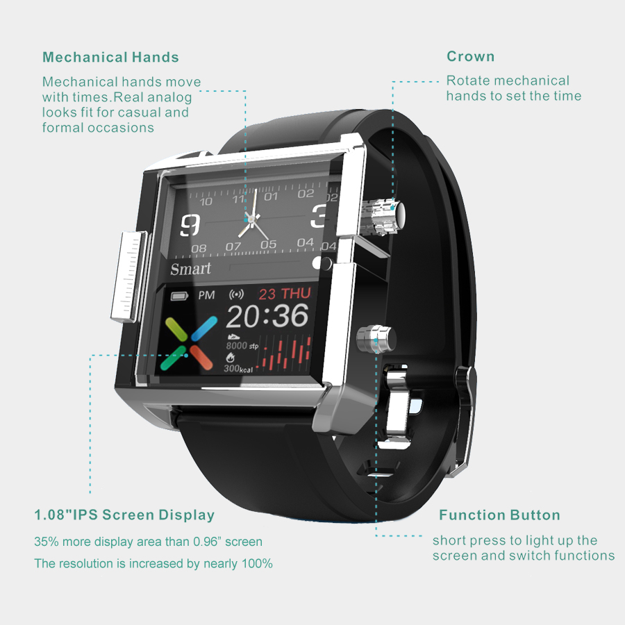 T9 Hybrid Smartwatch Heart Rat - Altimeter Compass Watch review and price