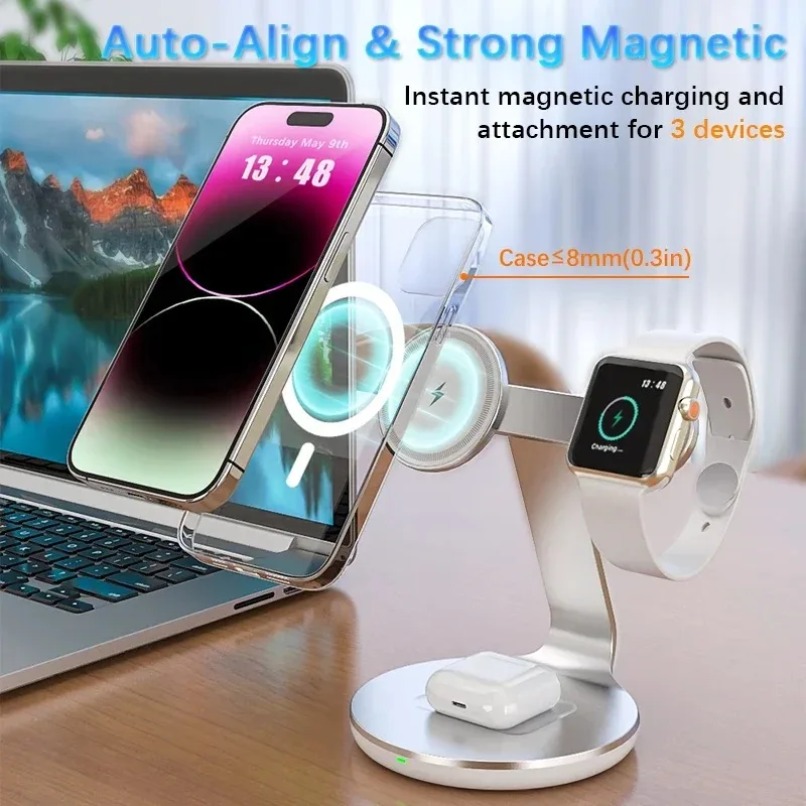 3 in 1 Wireless Charger Stand  - Smartwatch Watches Compatible With Iphone review and price