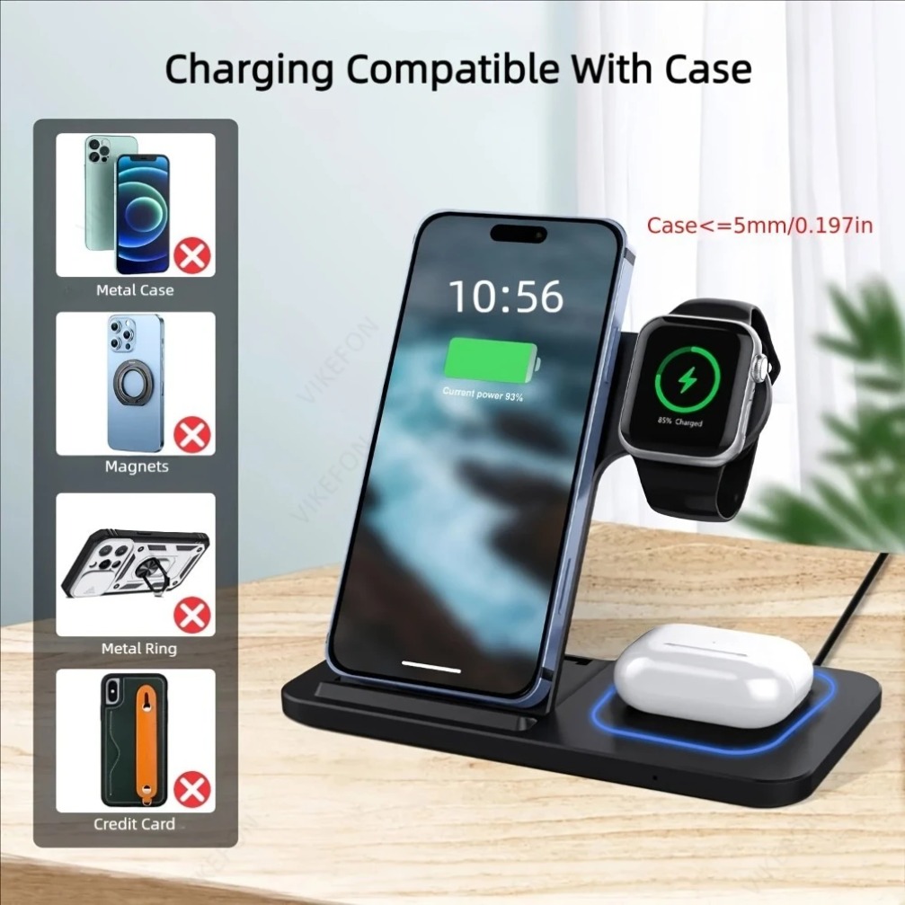 Foldable 3 in 1 Wireless Charg - Smartwatch Watches Compatible With Iphone review and price