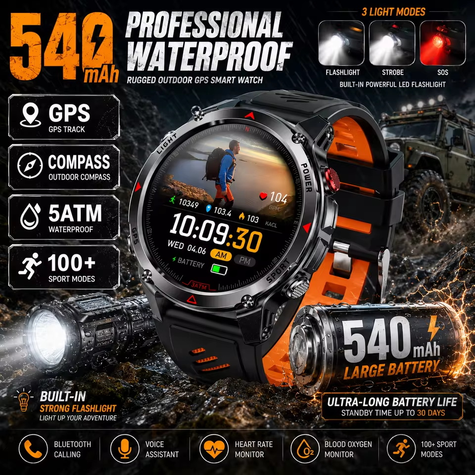 Military 540mAh GPS Smart Watc - Altimeter Compass Watch review and price